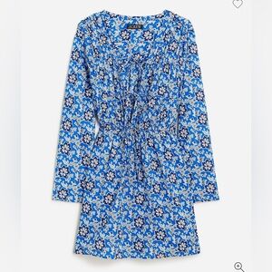 J. Crew Tiered tie-front beach dress in cobalt floral cotton voile